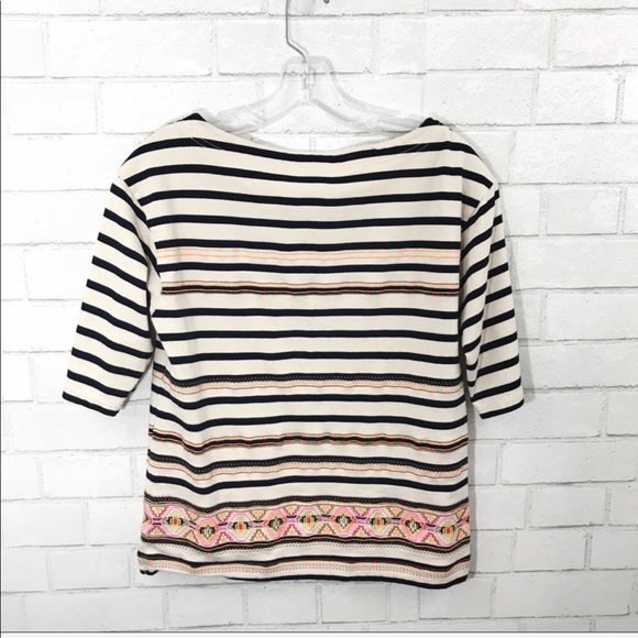J.Crew neon stitchwork striped top size small - Picture 4 of 8